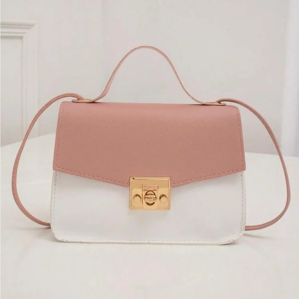 ⚠️Clearance Pink and White Color Block Crossbody Bag - Picture 1 of 5